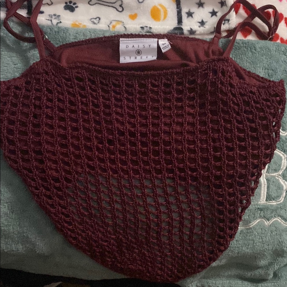 Hot Topic Burgundy Crochet Crop Top